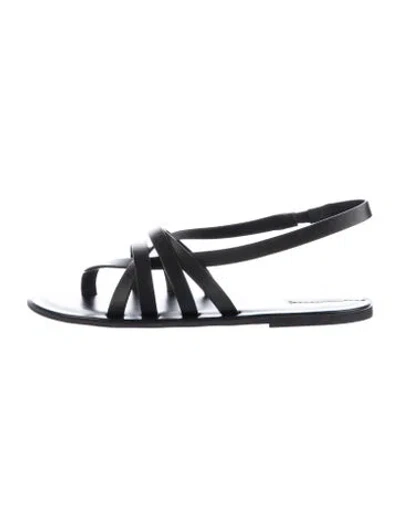 Pre-owned The Row Leather Slingback Sandals In Black