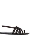 The Row Leather Slingback Sandals In Brown