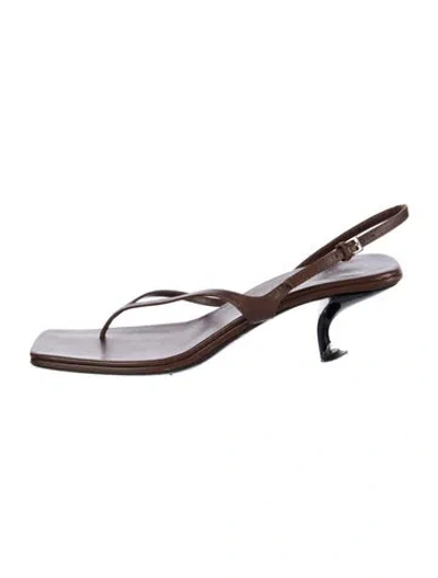 Pre-owned The Row Leather Slingback Sandals In Brown