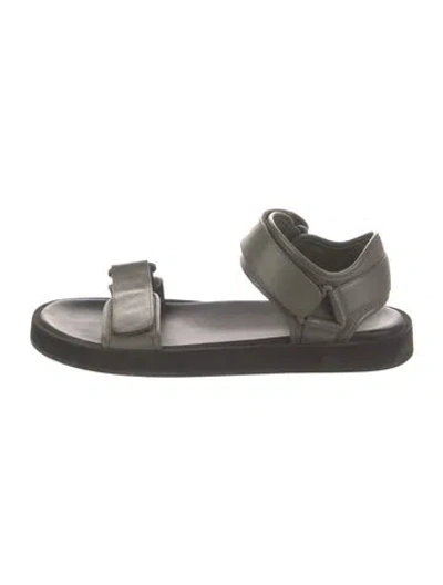 Pre-owned The Row Leather Slingback Sandals In Gray