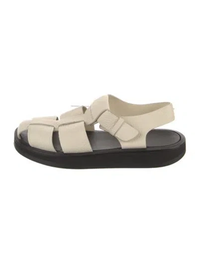 Pre-owned The Row Leather Slingback Sandals In Neutral