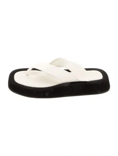 Pre-owned The Row Leather Slingback Sandals In White