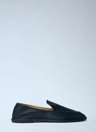 The Row Leather Slip-on Loafers In Blue