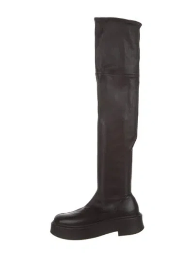 Pre-owned The Row Leather Sock Boots In Black