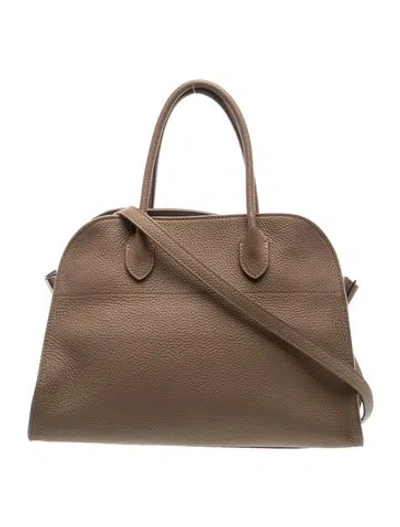 Pre-owned The Row Leather Soft Margaux 12 In Brown