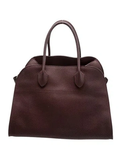 Pre-owned The Row Leather Soft Margaux 12 In Burgundy