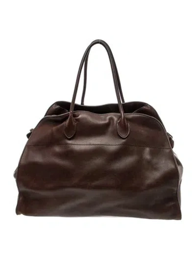 Pre-owned The Row Leather Soft Margaux 15 In Brown