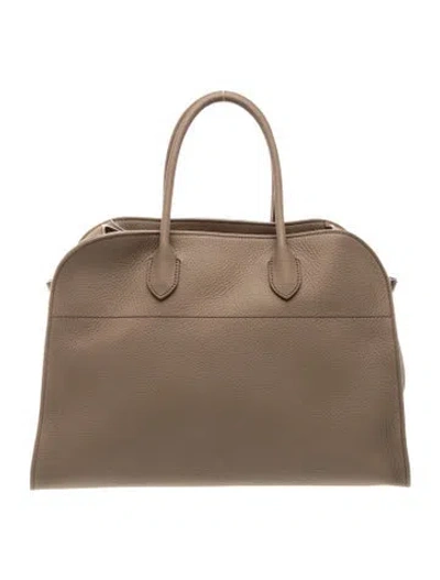 Pre-owned The Row Leather Soft Margaux 15 In Neutral