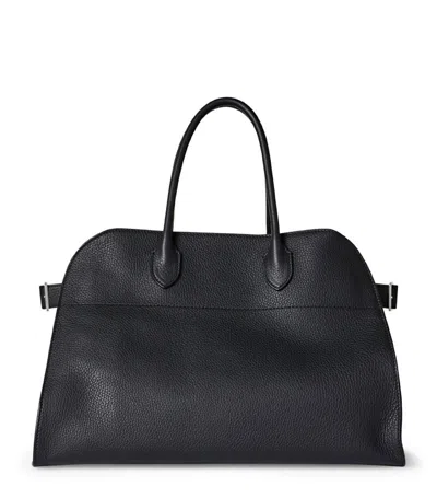 The Row Leather Soft Margaux 15 Top-handle Bag In Black