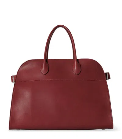 The Row Leather Soft Margaux 15 Top-handle Bag In Burgundy