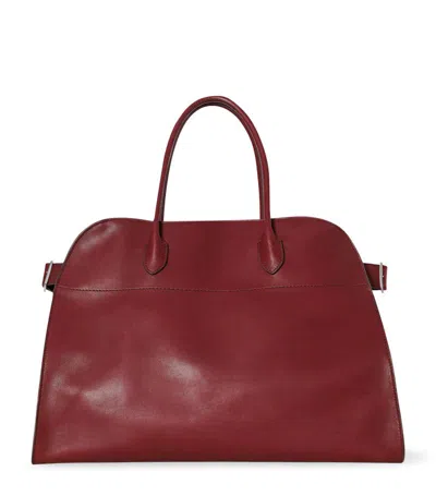 The Row Leather Soft Margaux 17 Top-handle Bag In Burgundy