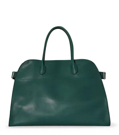 The Row Leather Soft Margaux 17 Top-handle Bag In Green