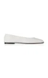 The Row Leather Square Ballet Flats In White