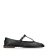 The Row Black Square T-strap Ballerina Flats In Black