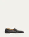 The Row Leather Square-toe Loafers In Black
