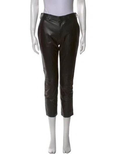 Pre-owned The Row Leather Straight Leg Pants In Black