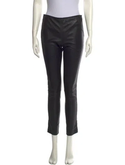 Pre-owned The Row Leather Straight Leg Pants In Black