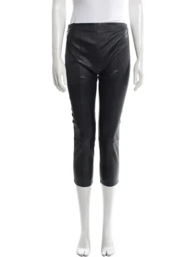 Pre-owned The Row Leather Straight Leg Pants In Black