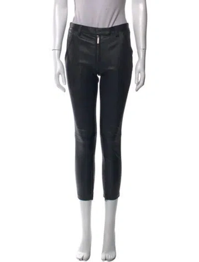 Pre-owned The Row Leather Straight Leg Pants In Black