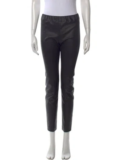 Pre-owned The Row Leather Straight Leg Pants In Black