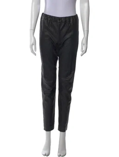 Pre-owned The Row Leather Straight Leg Pants In Black