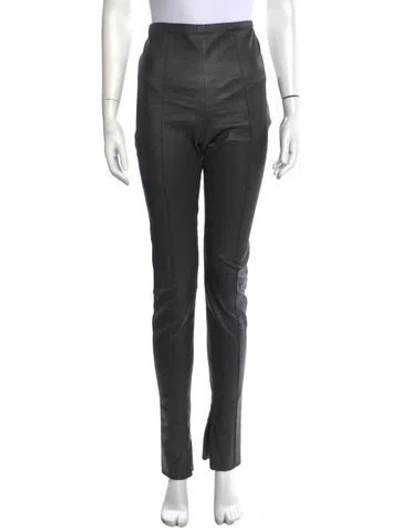 Pre-owned The Row Leather Straight Leg Pants In Black