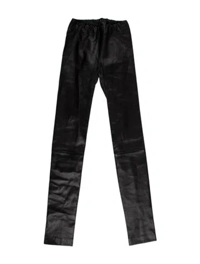 Pre-owned The Row Leather Straight Leg Pants In Black