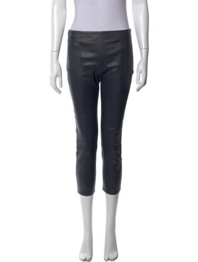 Pre-owned The Row Leather Straight Leg Pants In Blue