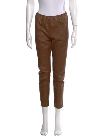 Pre-owned The Row Leather Straight Leg Pants In Brown
