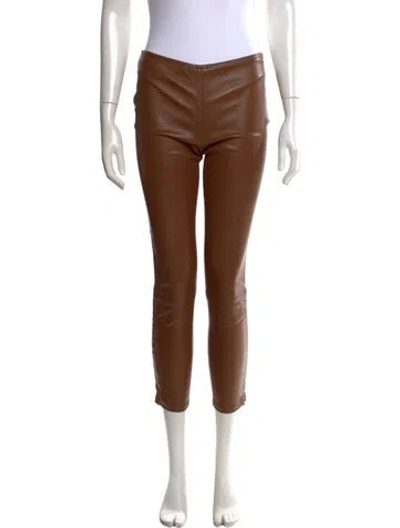 Pre-owned The Row Leather Straight Leg Pants In Brown