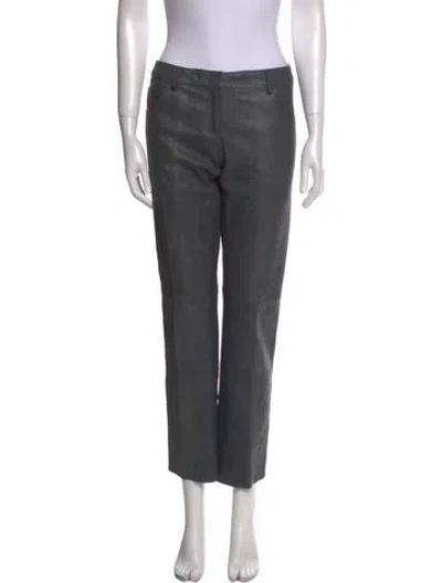 Pre-owned The Row Leather Straight Leg Pants In Gray