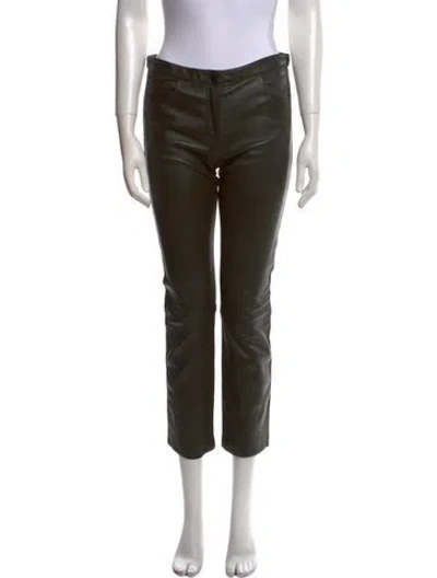 Pre-owned The Row Leather Straight Leg Pants In Green