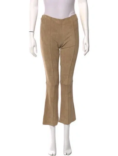 Pre-owned The Row Leather Straight Leg Pants In Neutral