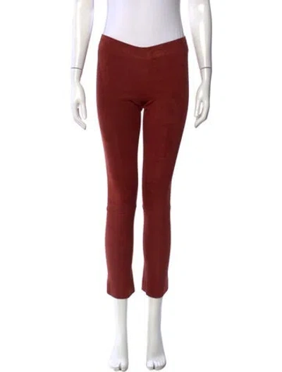 Pre-owned The Row Leather Straight Leg Pants In Red