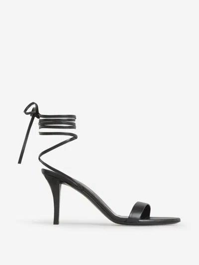 The Row Leather Strappy Sandals In Black