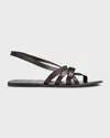 The Row Leather Strappy Thong Slingback Sandals In Dbr Dark Brown