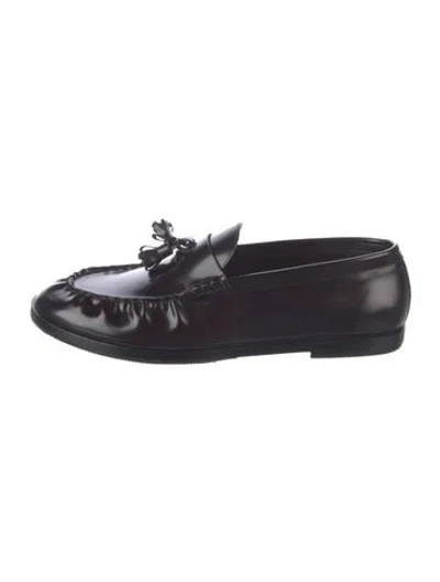 Pre-owned The Row Leather Tassel Accents Loafers In Burgundy