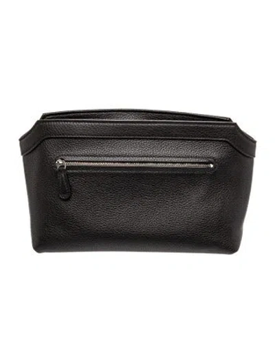 Pre-owned The Row Leather Terrasse Pouch In Black