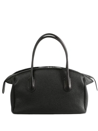 The Row Leather Tote Bag In Black