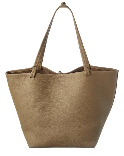 The Row Leather Tote In Grey