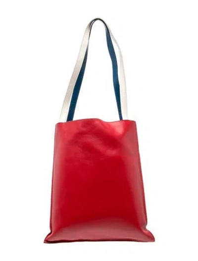 Pre-owned The Row Leather Tote In Red