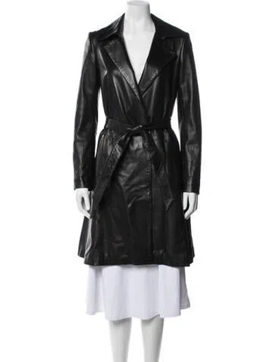 Pre-owned The Row Leather Trench Coat In Black