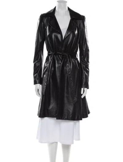 Pre-owned The Row Leather Trench Coat In Black