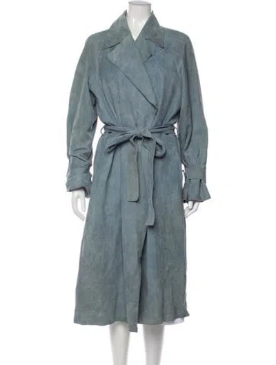 Pre-owned The Row Leather Trench Coat In Blue