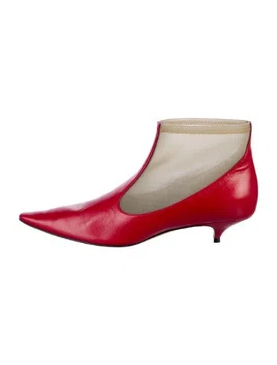 Pre-owned The Row Leather T-strap Pumps In Red