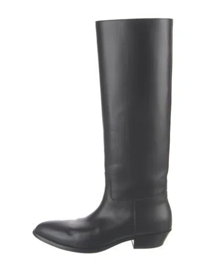 Pre-owned The Row Leather Western Boots Leather Riding Boots In Black