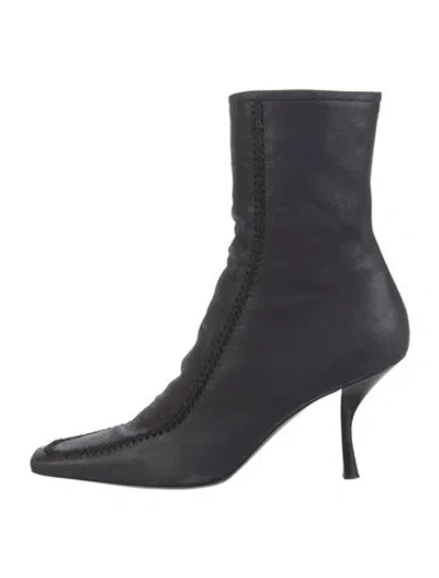 Pre-owned The Row Leather Whipstitch Trim Boots In Blue