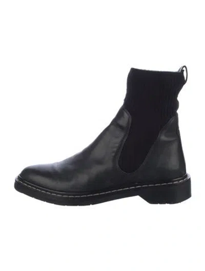 Pre-owned The Row Leather Whipstitch Trim Chelsea Boots In Black