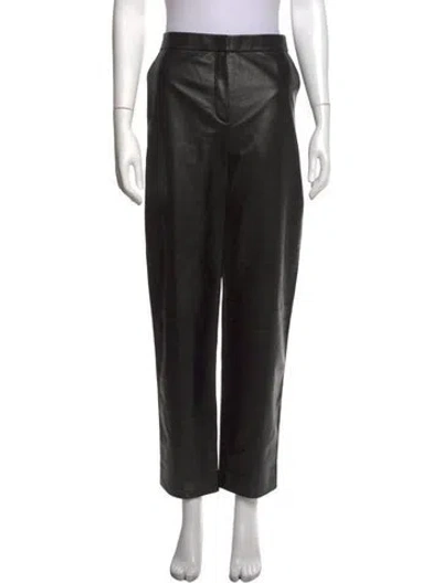 Pre-owned The Row Leather Wide Leg Pants In Black