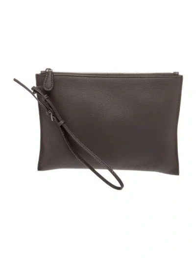 Pre-owned The Row Leather Zip Fastening Clutch Bag Mini In Brown